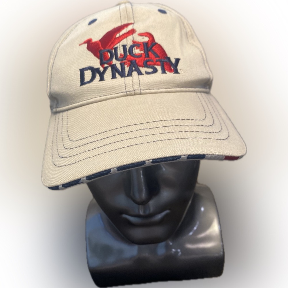 Duck Dynasty A&E Tan Red Ducks Adjustable Hat Cap Embroidered Cotton